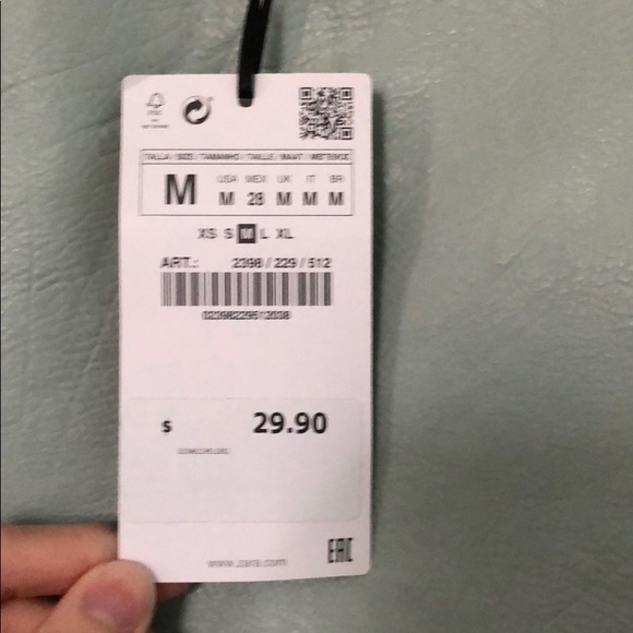 Zara light blue/gray leather mini skirt. NWT. - Picture 3 of 7